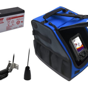 Lowrance Eagle 4X Bullet kesä- sekä pilkkianturilla. Sisältää Lowrance laukun, akun sekä laturin