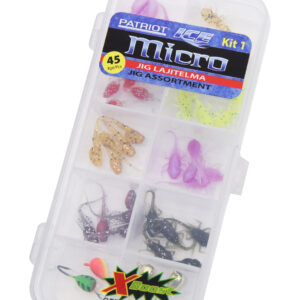 Patriot Ice Micro pilkkijigilajitelma 45kpl (40 jigiä, 4 morria ja vieherasia) PI-JIG-KIT-01