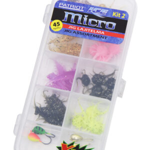 Patriot Ice Micro pilkkijigilajitelma 45kpl (40 jigiä, 4 morria ja vieherasia) PI-JIG-KIT-02