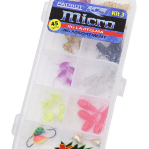 Patriot Ice Micro pilkkijigilajitelma 45kpl (40 jigiä, 4 morria ja vieherasia) PI-JIG-KIT-03