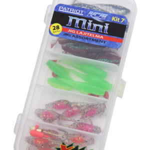 Patriot Ice Mini pilkkijigilajitelma 28kpl (25 jigiä, 2 morria ja vieherasia) PI-JIG-KIT-07